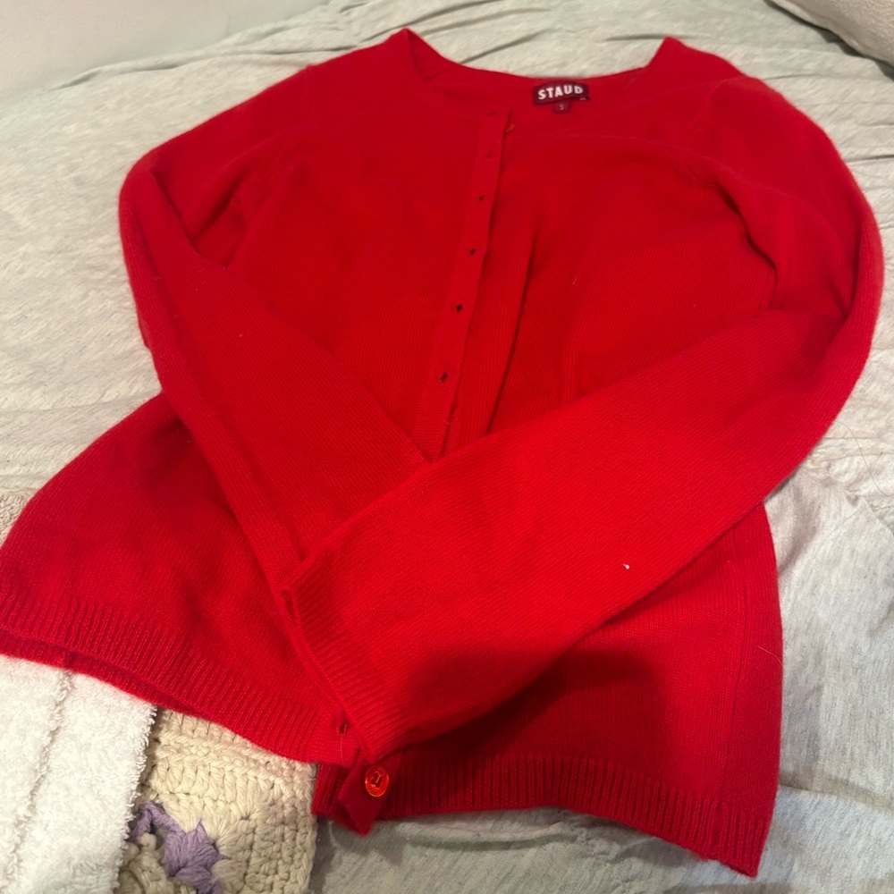 STAUD red cardigan